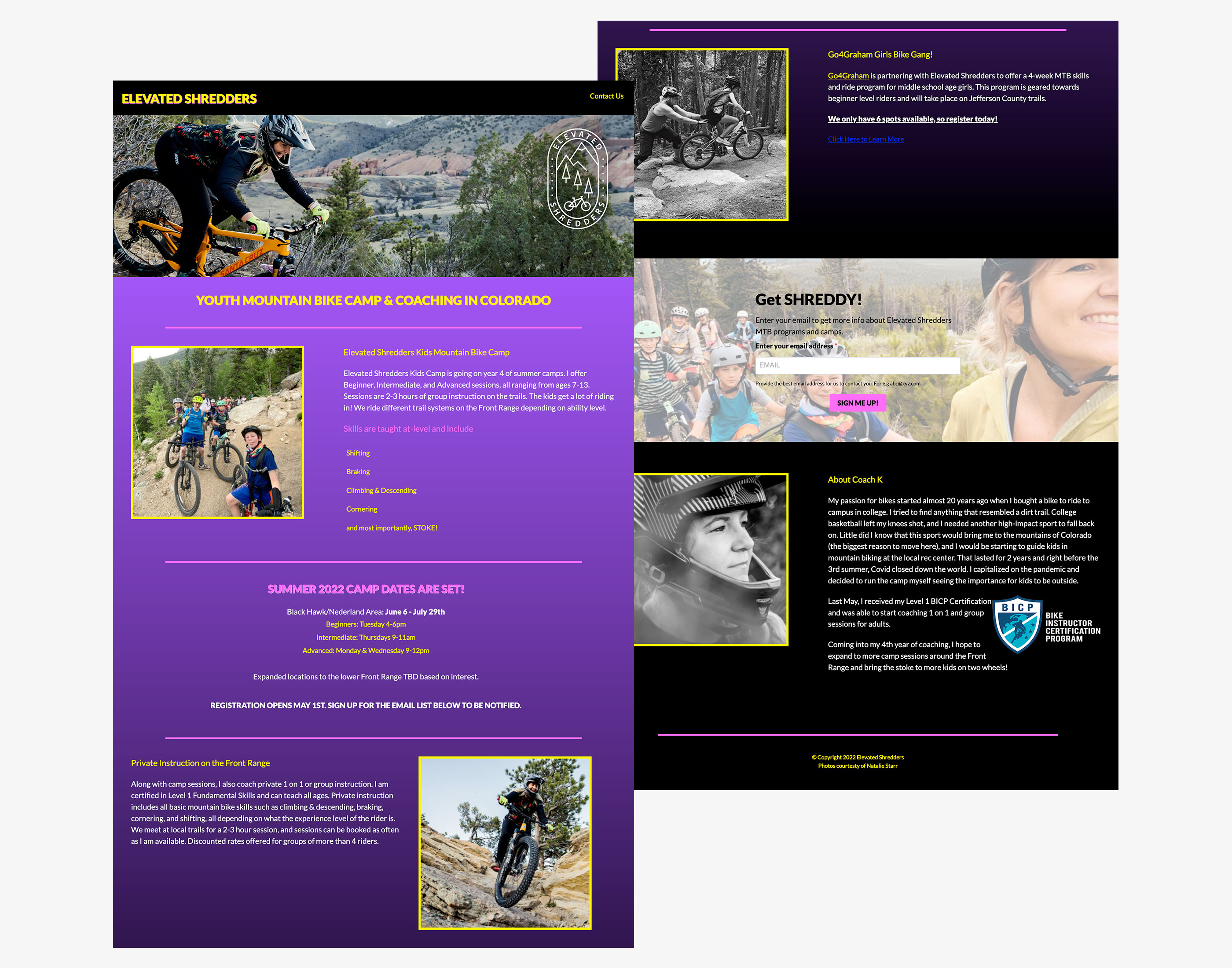 Elevated Shredders homepage