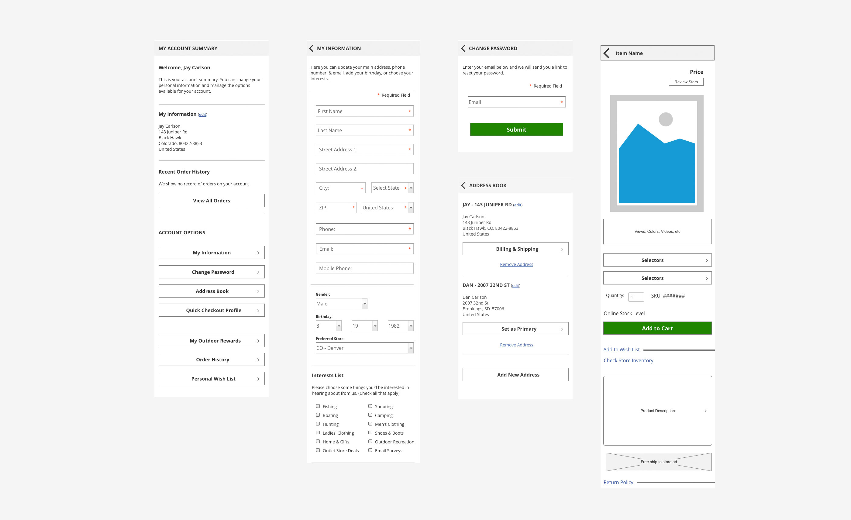 process and wireframes